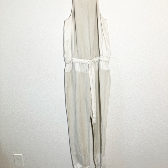 🔥 SALE🔥 Young Broke & Fabulous sea salt tan linen blend Diego jumpsuit Sm - Picture 10 of 14